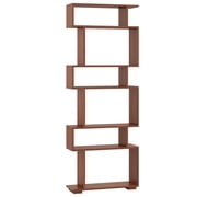 Giantex 6-tier S-shaped Bookshelf, Open-back Bookcase, Home Wood Organizer Free-standing Storage Shelf, Orange