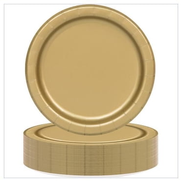 Unique Industries Gold Round 9" Dinner Plates, 55ct