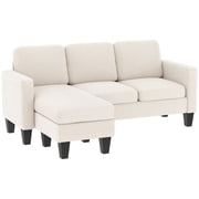 HOMCOM Sectional Sofa, L Shaped Couch with Changeable Chaise, Cream White