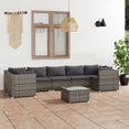 thumbnail image 1 of vidaXL 8 Piece Garden Lounge Set with Cushions Poly Rattan Grey, 1 of 5