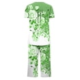 thumbnail image 4 of Ensembles pour Femmes Liquidation d'Été Ensemble de Pyjama à Manches Courtes pour Femmes 2 Pcs Ensemble de Nuit d'Été Imprimé Floral Boutons Col Ras du Cou Pantacourt Ensembles de Pjs Ensembles de Pyjama Mignons pour Femmes Nouveau Vert m, 4 of 5