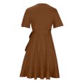 thumbnail image 4 of SMihono Robe Bohème d'Été pour Femmes Grande Taille Mode Robe Décontractée pour Femmes de Printemps et d'Été Fendue à Col en V à Manches Courtes, 4 of 5