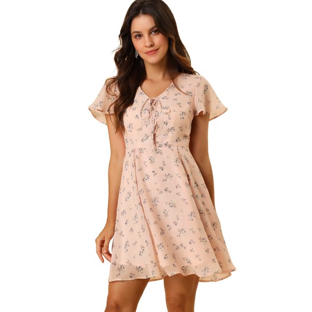 INSPIRE CHIC Robe en Mousseline à Lacets à Fleurs pour Femme