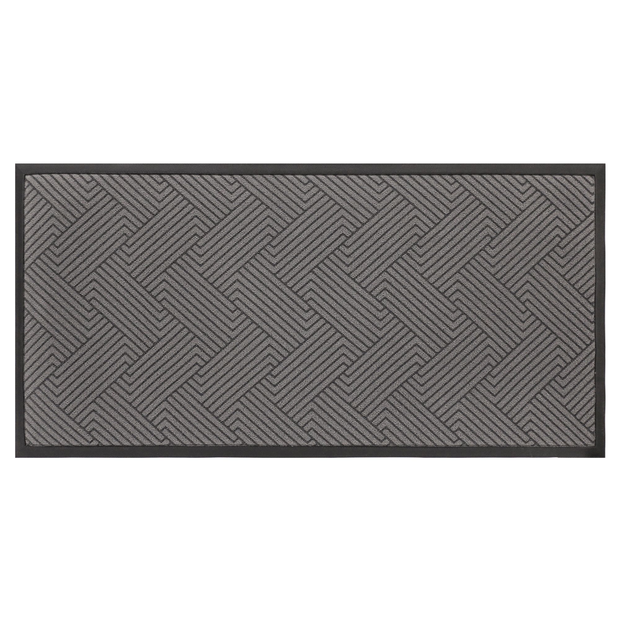 Stepguard Carrara 2x4 Indoor/Outdoor Doormat, Heavy-Duty Scraper, Non-Slip Vinyl Backing, Water-Resistant, Basketweave Grey, Entryway, Garage, Mudroom, Patio