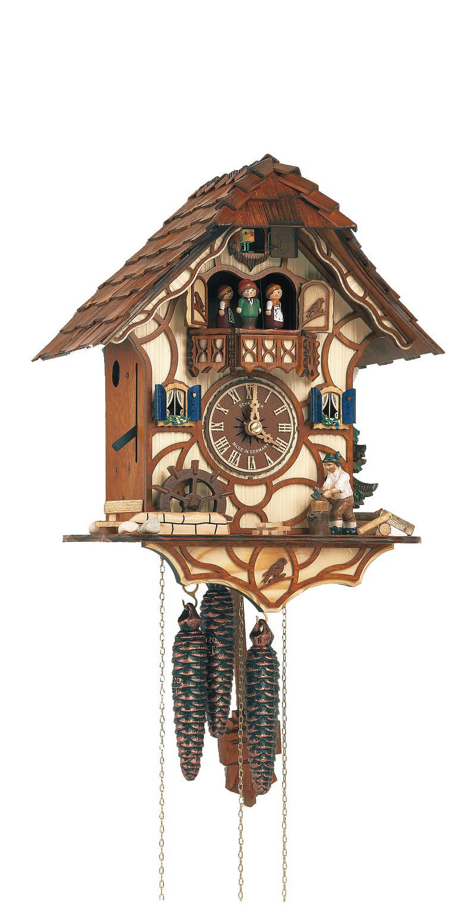 Cuckoo Clock Black Forest house with moving wood chopper