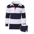 thumbnail image 2 of Sportoli?‚? ® Grands Garçons Polo Rugby à Manches Longues à Larges Rayures 100 % Coton - Blanc (Taille 16), 2 of 7