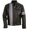 thumbnail image 2 of Cafe Racer Leather Motorcycle Jacket Leather Jacket Motorcycle Riding Jacket Black Leather Moto Jacket Mens Black Leather Biker Jacket size XXXS, 2 of 3