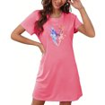 thumbnail image 4 of Mrat Plus Size Nightgowns Robe de Nuit pour Femmes, Vêtement de Nuit à Manches Courtes, Chemise de Nuit Décontractée à Imprimé, Robe de Sommeil Ample et Confortable, Pyjama, Chemise de Nuit P-98 Rose Vif TG, 4 of 7
