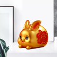 thumbnail image 1 of Chinese Style Lucky Rabbit Money Bank Bunny Figurine Statue Money Saving Pot Jar Aureate, 1 of 8