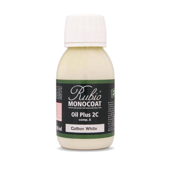 Rubio Monocoat Wood Stain & Finish Sample - Cotton White | Oil Plus Part A | Quick-Dry, Eco-Friendly Linseed Wood Oil for Indoor Use | Ideal for Sampling Oil Plus 2C & Touch Ups | 100 mL