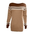 thumbnail image 4 of VgaVtl Ladies Sweaters Pullover Long Sleeve Womens Fall Sweaters Striped Knitted Loose Yellow Color Block Sweaters, 4 of 5