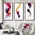 thumbnail image 1 of Designart "Fluidity Exquisite Magenta Ink Clouds V" Peinture Abstraite Encadrée Ensemble d'Art Mural de 3 - Cadre Moderne Doré Ensemble Mural pour Décoration Intérieure, 1 of 6