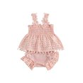 thumbnail image 1 of Gupgi Baby Girls Solid Color Cutout Pleated Tank Tops Ruffle Shorts 3 6 12 18 Months 2Pcs Summer Set, 1 of 9