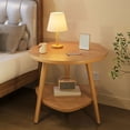 thumbnail image 2 of Beige Wooden Round Side Table With Two Tier Storage Beige Finish Compact Coffee Table For Small Spaces Living Room #66w77, 2 of 6