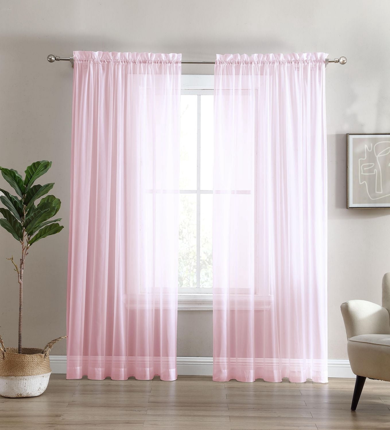 Panneau de fenêtre transparent, rideau - Paquet de 2