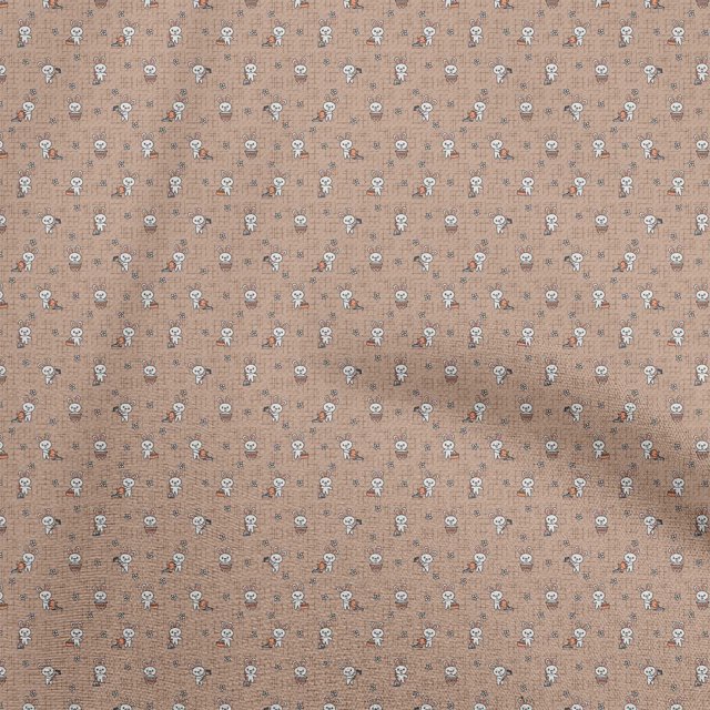oneOone Rayon Brown Fabric Kids Animal Craft Projects Decor Fabric Printed By The Yard 56 Inch Wide