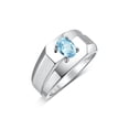 thumbnail image 4 of RYLOS Men's Rings Sterling Silver Ring Classic Solitaire 7X5MM Oval Shape Gemstone Designer Band Blue Topaz December Birthstone Rings For Men Size 13, 4 of 5