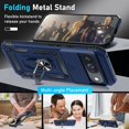 thumbnail image 4 of KOMI Case Compatible with Google Pixel 9/9 Pro Built in Slide Camera Lens Cover+Screen Protector+Finger Ring Holder Kickstand,Heavy Duty Shockproof Full Body Protective Phone Cover, Blue, 4 of 5