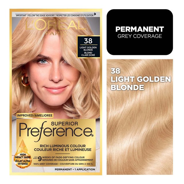 L'Oreal Paris Superior Preference Permanent Hair Color, Oil-in-Gel, Blond doré clair, 1 boite