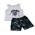thumbnail image 1 of Baby Leisure Two Pieces Set  Leaves Letter Printing Top Shorts Suit MHXX, 1 of 6