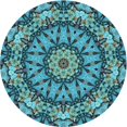 thumbnail image 1 of Ahgly Company Tapis Rond Lavable en Machine Intérieur Transitionnel Turquoise Bleu Vif, 3 Pieds Rond, 1 of 7