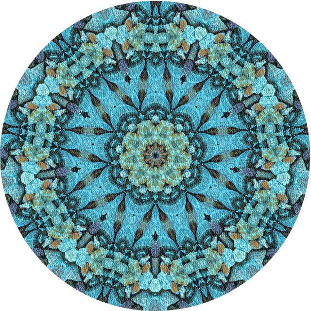 Ahgly Company Tapis Rond Lavable en Machine Intérieur Transitionnel Turquoise Bleu Vif, 3 Pieds Rond