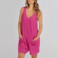 thumbnail image 4 of AherBiu Womens Short Jumpsuits Short Sleeve V Neck Sleeveless Summer Casual Loose Shorts Rompers Overalls, 4 of 6
