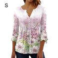 thumbnail image 5 of maskred Hauts à Manches 3/4 T-Shirt Évasé Tunique d'Été Lavable Attrayant Exquis Multicolore Mode Chic Plage Rose S, 5 of 5