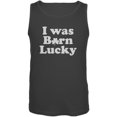 thumbnail image 1 of St. Patricks Day - I Was Born Lucky Charcoal Adult Tank Top, 1 of 1
