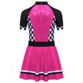 thumbnail image 4 of iiniim Kids Girls Racer Racing Driver Costumes Halloween Cosplay Party Dress Up Shiny Sequins Dance Dress Hot Pink 14, 4 of 5