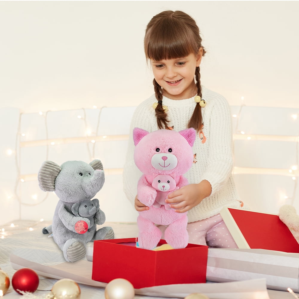 Peluche Kid Connection « Maman et bébé » – Éléphant gris de 35 cm (14 po) pour enfants