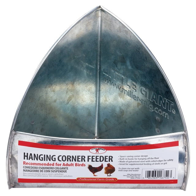 Miller Manufacturing Company Hanging Corner Chicken & Poultry Feeder, Steel
