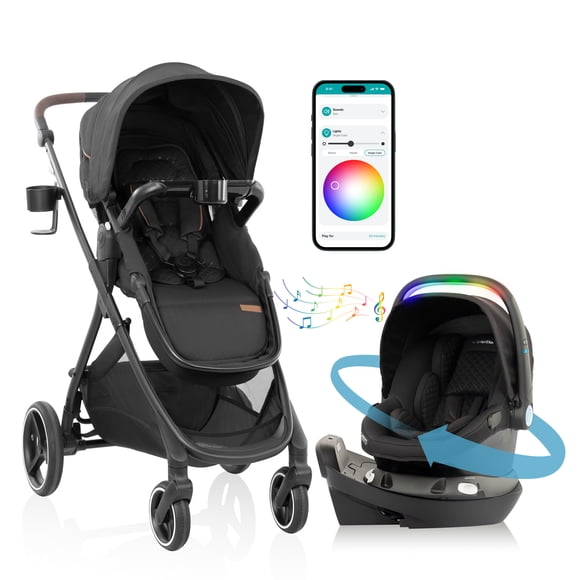 Evenflo Shyft Intuiti Système de Voyage avec Revolve180 LiteMax NXT Siège d'Auto pour Bébé Rotatif (Siège d'Auto Âge 0-2 Ans, Poussette 0-5 Ans)
