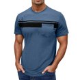 thumbnail image 1 of Men's Short Sleeved Round Neck T Shirt Men's Pullover Striped Printed Tops, 1 of 6