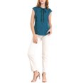 thumbnail image 2 of INSPIRE CHIC Women's Tie Neck Cap Sleeve Button Down Ruffle Summer Shirts, 2 of 6