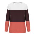 thumbnail image 1 of Timegard Women's Sweatshirt Crew Neck Long Sleeve Color Block Pullover Fall Winter Casual Tunic Tops, 1 of 4