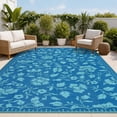 thumbnail image 2 of Nanan 6x9 Waterproof Outdoor Rug, All-Weather Floral Pattern Patio Mat, UV Resistant, Stain Resistant, Easy Clean Plastic Rug for Yard, Deck, Balcony, Camping,Dark Blue/Lake Green, 2 of 8