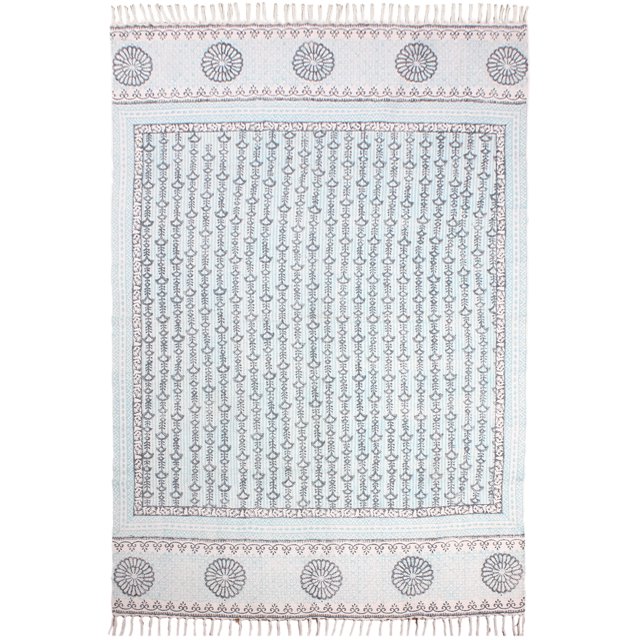 Casavani Indian Handmade Traditional Cotton Rug, Blue 10x18feet