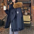thumbnail image 2 of Lovzfmll Women's Velvet Coat, Fall Winter Thickened Raglan Sleeves Long Sleeve Style Navy, S, 2 of 4