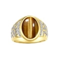 thumbnail image 1 of RYLOS Men's Rings 14K Yellow Gold Nugget Ring with Cabochon Gemstone & Diamonds Tiger Eye Rings For Men Size 11, 1 of 7