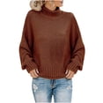thumbnail image 1 of IROINID Chandail à Col Roulé pour Femmes Couleur Unie Décontracté Mi-Longueur Manches Longues Hauts Tricotés, 1 of 5