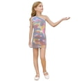 thumbnail image 1 of Wdgfv Robe à Paillettes pour Filles, Robe Moulante de Fête, Sans Manches, Robe de Danse Scintillante pour Anniversaire, Multicolore, 4-5 Ans, 1 of 4