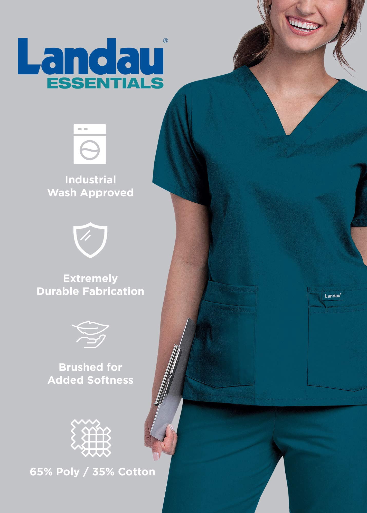 Landau Essentials Pantalon d'Uniforme à 2 Poches pour Femmes : Coupe Classique et Décontractée, Taille Élastique 8320