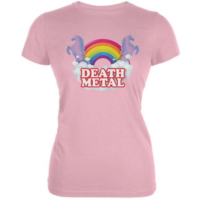 Death Metal Rainbow Pink Juniors Soft T-Shirt