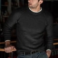 thumbnail image 2 of UVEASISHA Chandail en Tricot Côtelé Uni pour Homme Automne Hiver Décontracté Coupe Régulière Chandail à Enfiler Hauts Tricotés Col Rond Manches Raglan Chandails Confortables pour Hommes 2025 Ventes du Jour Aujourd'hui Noir TG, 2 of 7