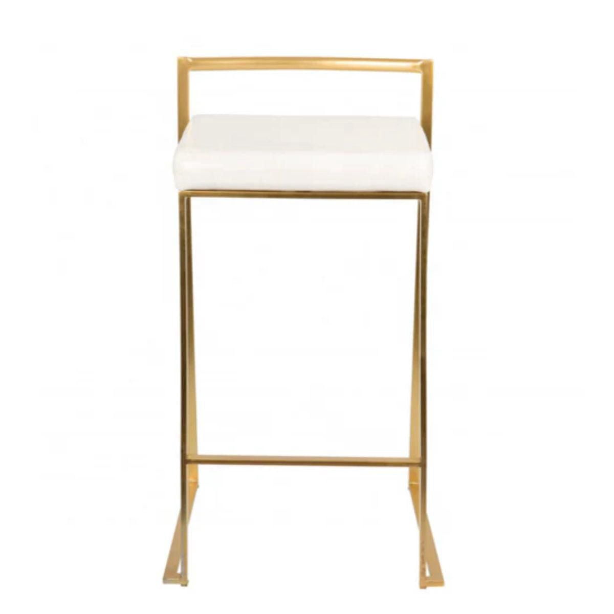 Heavenly Collection White PU Stool with Gold Stainless Steel Frame SET OF 3
