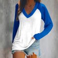 thumbnail image 2 of FAIWAD Women’s Color Block Tunic Top Long Sleeve Patchwork V Neck Plus Size Pullover Top, 2 of 4