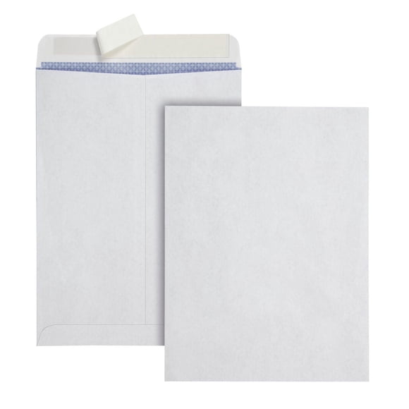 9x12 Catalog Peel & Seal Envelope, White, security tint