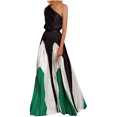 thumbnail image 2 of Robes pour Femmes 2024 Été Col Oversize Contraste de Couleurs Jupe Longue avec Patchwork Épaules Dénudées Robe Imprimée Rabais de 50 % Liquidation!, 2 of 6