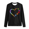 thumbnail image 4 of Pisexur Hauts d'Automne pour Femmes Mode Mignon Cœur Graphique Imprimé T-Shirt Hauts Col Rond Manches Longues Chemises pour Femmes Habillées Décontractées Sorties Hauts Confort Polyvalent Léger T-Shirts, 4 of 5